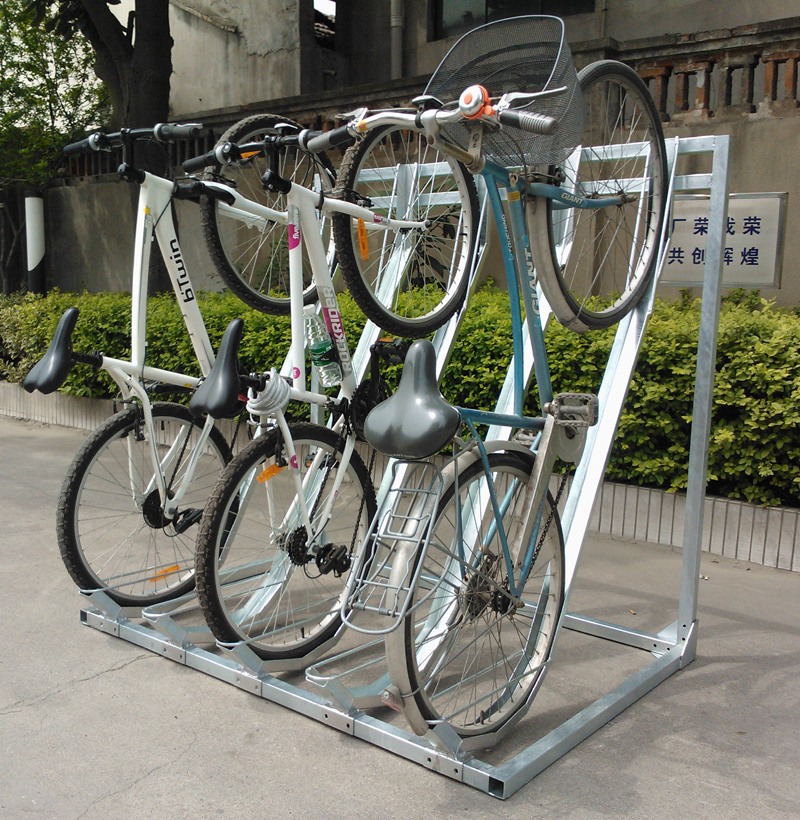 Estante de ciclo de exhibición semi vertical compacto para almacenamiento de bicicletas para garaje