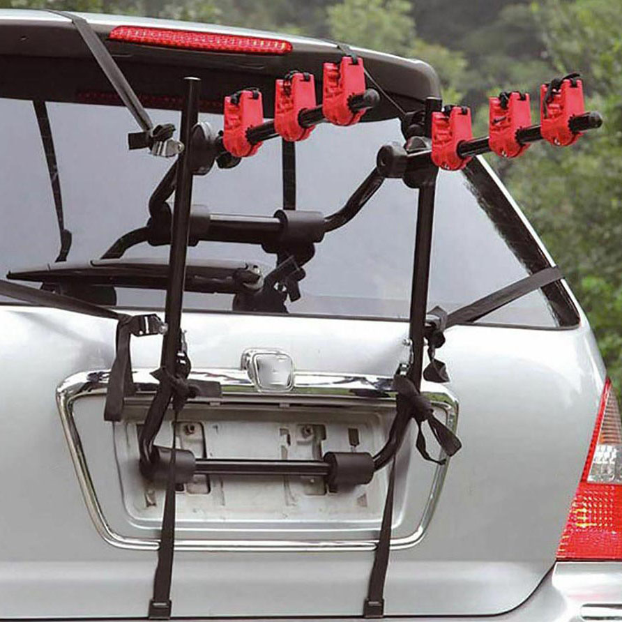 Portador de bastidores de enganche de bicicleta de montaje en maletero de acero al aire libre para transporte de 3 bicicletas